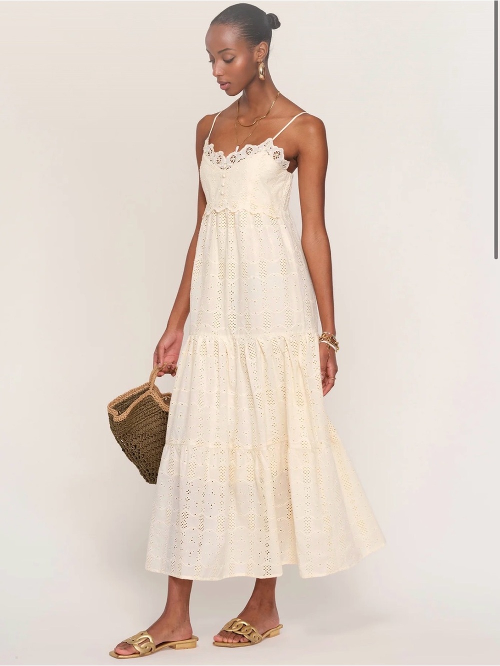 NWT Heartloom Annie Eyelet Maxi Dress Ecru XS